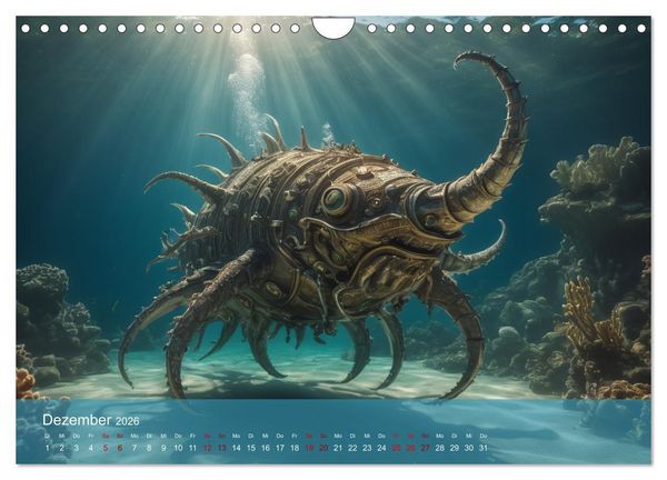 Produktbild: Steampunk - Unterwasser Roboter (Wandkalender 2026 DIN A4 quer), CALVENDO Monatskalender