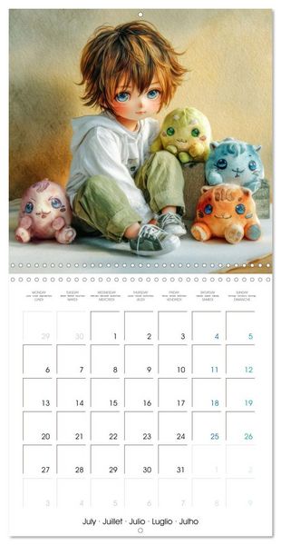 Produktbild: Des peluches - Inspir&eacute;es du style Manga (Calendrier mural carr&eacute; 2026 30x30 cm) Calendrier double avec une page pour vos prises de notes