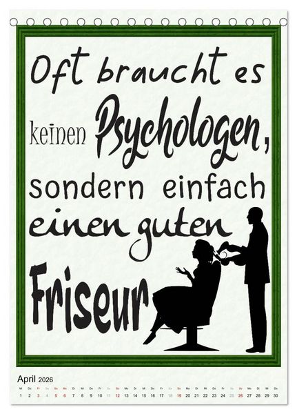 Produktbild: Friseur-Spr&uuml;che (Tischkalender 2026 DIN A5 hoch), CALVENDO Monatskalender