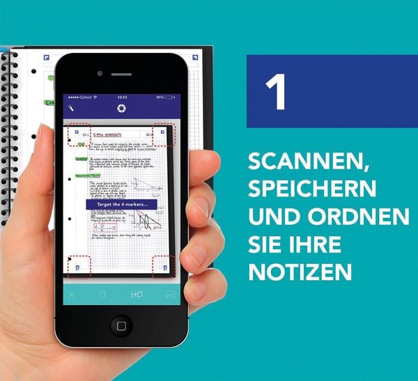 Produktbild: OXFORD Studium A4+ Polypropylen doppelspiralgebundenes Organiserbook, 5 mm kariert, 80 Blatt, SCRIBZEE&reg; kompatibel, 1 St&uuml;ck sortiert