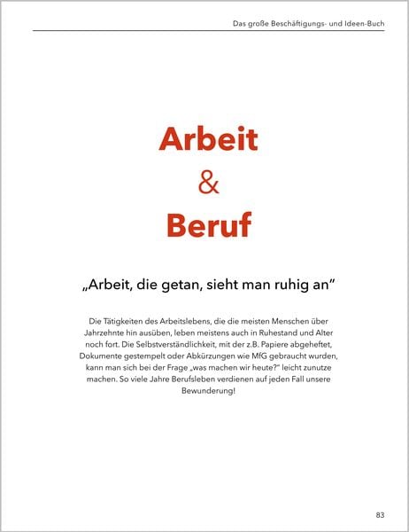 Produktbild: Das gro&szlig;e Besch&auml;ftigungsbuch f&uuml;r Menschen mit Demenz. Ideen, Spiele, Besch&auml;ftigungen f&uuml;r Senioren mit Demenz. Ratgeber.