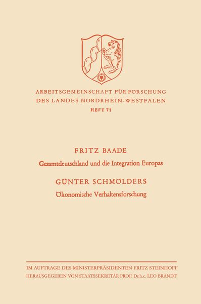 Produktbild: Gesamtdeutschland und die Integration Europas / &Ouml;konomische Verhaltensforschung