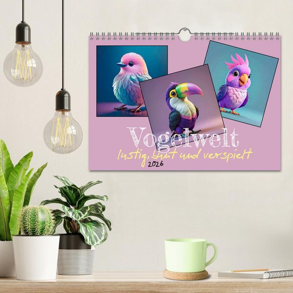 Produktbild: Vogelwelt, lustig, bunt und verspielt (Wandkalender 2026 DIN A4 quer), CALVENDO Monatskalender