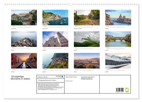 Produktbild: Einzigartige Momente in Italien. (Wandkalender 2026 DIN A2 quer), CALVENDO Monatskalender
