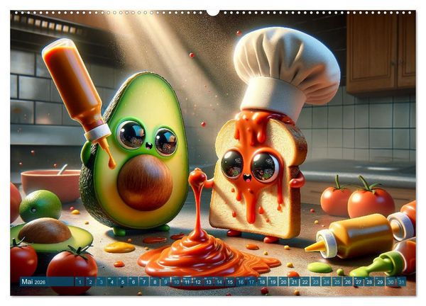 Produktbild: Avocado & Toast - K&uuml;chensp&auml;&szlig;e das ganze Jahr (hochwertiger Premium Wandkalender 2026 DIN A2 quer), Kunstdruck in Hochglanz
