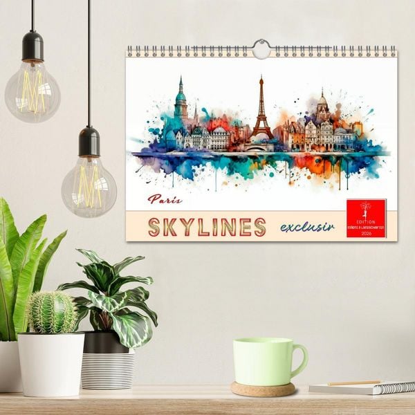 Produktbild: Skylines exklusiv (Wandkalender 2026 DIN A4 quer), CALVENDO Monatskalender