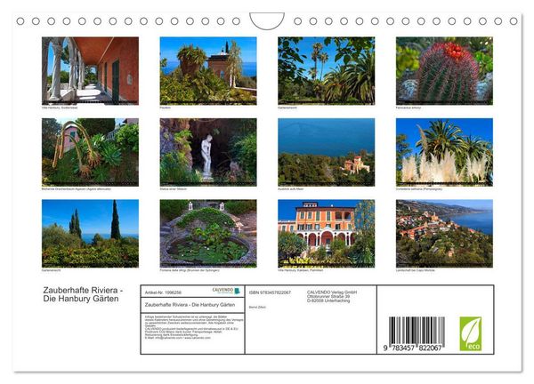Produktbild: Zauberhafte Riviera - Die Hanbury G&auml;rten (Wandkalender 2026 DIN A4 quer), CALVENDO Monatskalender