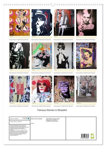 Produktbild: Famous Women in StreetArt (Wandkalender 2026 DIN A2 hoch), CALVENDO Monatskalender