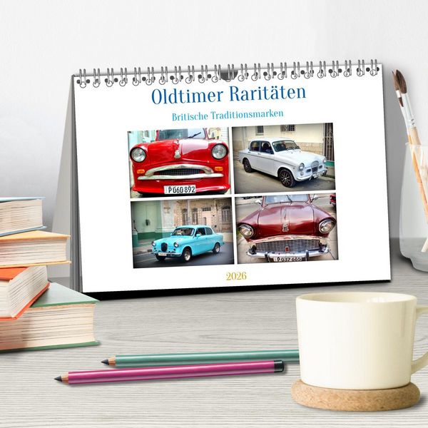 Produktbild: Oldtimer Rarit&auml;ten - Britische Traditionsmarken (Tischkalender 2026 DIN A5 quer), CALVENDO Monatskalender