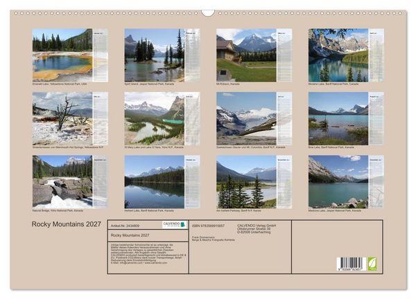 Produktbild: Rocky Mountains 2027 (Wandkalender 2027 DIN A2 quer), CALVENDO Monatskalender