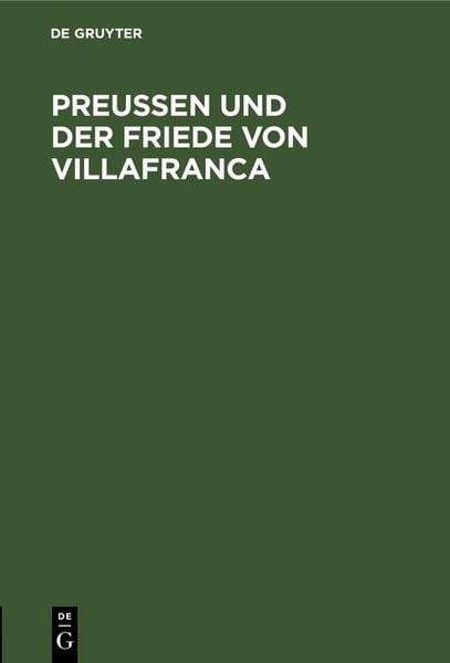 Produktbild: Preussen und der Friede von Villafranca