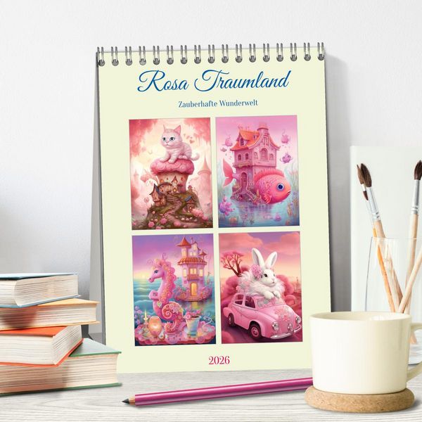 Produktbild: Rosa Traumland. Zauberhafte Wunderwelt (Tischkalender 2026 DIN A5 hoch), CALVENDO Monatskalender