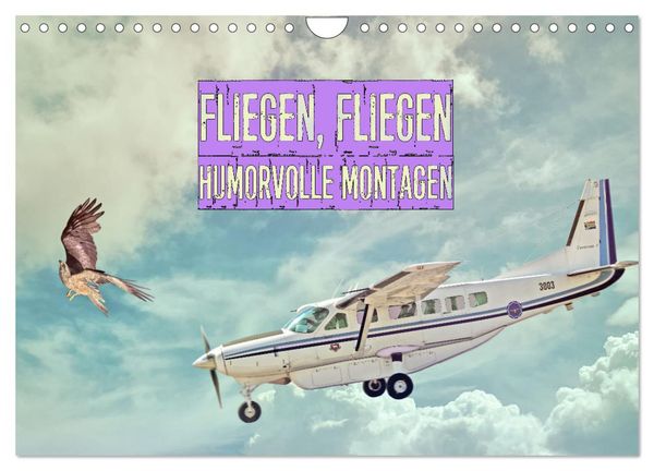 Fliegen, Fliegen - humorvolle Montagen (Wandkalender 2026 DIN A4 quer), CALVENDO Monatskalender