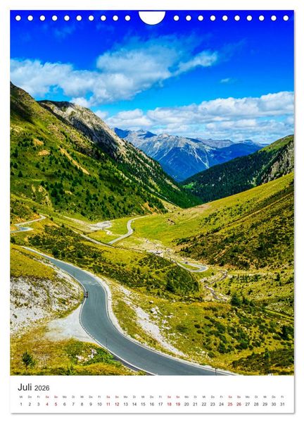 Produktbild: GEBIRGSP&Auml;SSE &Ouml;sterreich - Schweiz - Italien (Wandkalender 2026 DIN A4 hoch), CALVENDO Monatskalender