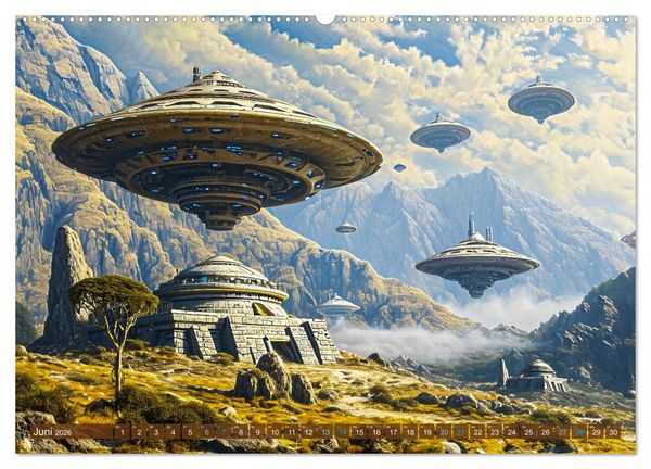 Produktbild: Sternenkrieger - Science Fiction Visionen der Maya und Azteken (Wandkalender 2026 DIN A2 quer), CALVENDO Monatskalender