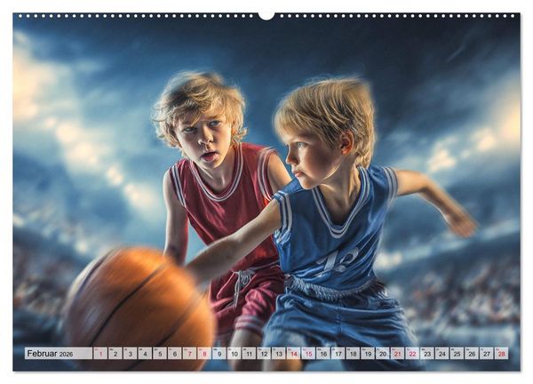 Produktbild: Basketball - Kids in Action (Wandkalender 2026 DIN A2 quer), CALVENDO Monatskalender