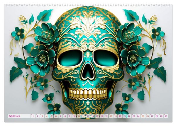 Produktbild: Skull Flower - Totenkopf ART (hochwertiger Premium Wandkalender 2026 DIN A2 quer), Kunstdruck in Hochglanz