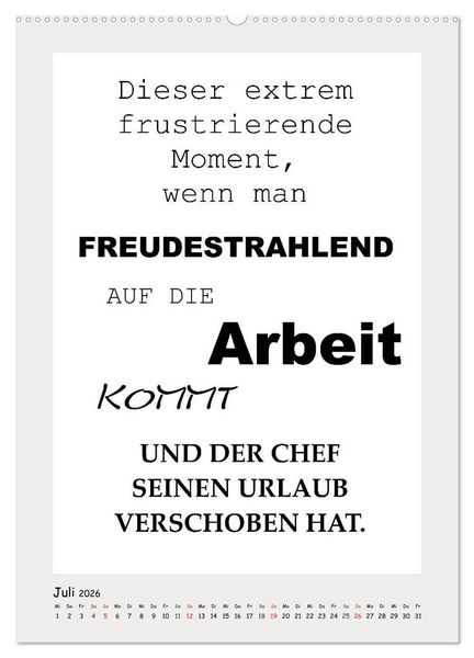 Produktbild: Spr&uuml;chekalender. Witziges f&uuml;rs B&uuml;ro (hochwertiger Premium Wandkalender 2026 DIN A2 hoch), Kunstdruck in Hochglanz