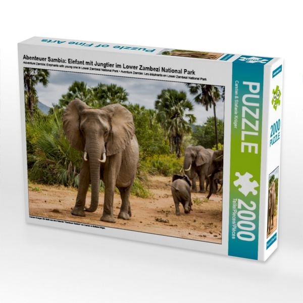 Abenteuer Sambia: Elefant mit Jungtier im Lower Zambezi National Park (Puzzle)