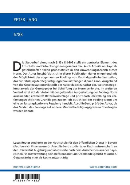 Produktbild: Das Pooling von Anteilen an Kapitalgesellschaften im Erbschaft- und Schenkungsteuerrecht