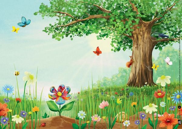 Produktbild: Die kleine Glitzerblume. Gemeinsam sind wir einzigartig! Eine Geschichte mit Rabe und Eichh&ouml;rnchen. Kamishibai Bildkartenset