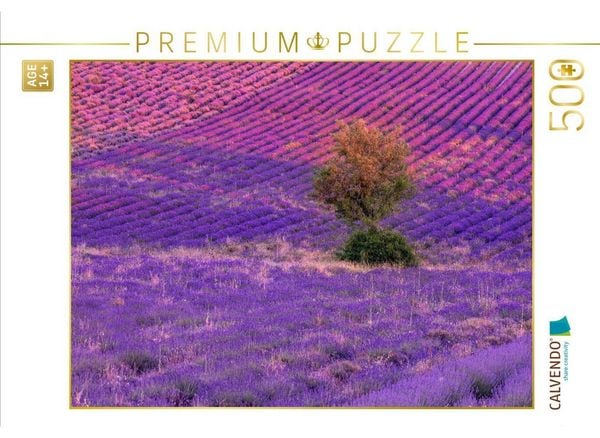 CALVENDO Puzzle Baum in Lavendelfeldern in Ferrassières | 500 Teile Lege-Größe 48 × 36 cm Foto-Puzzle für Erwachsene