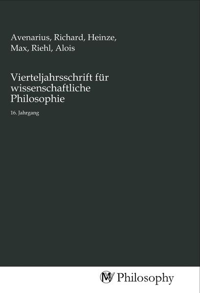 Produktbild: Vierteljahrsschrift f&uuml;r wissenschaftliche Philosophie