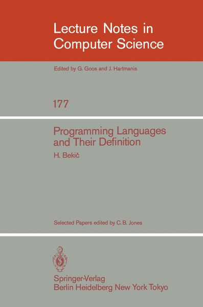 Produktbild: Programming Languages and their Definition