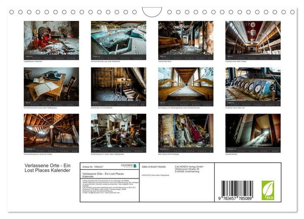 Produktbild: Verlassene Orte - Ein Lost Places Kalender (Wandkalender 2026 DIN A4 quer), CALVENDO Monatskalender