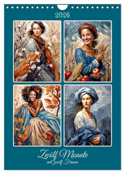 Produktbild: Zw&ouml;lf Monate mit zw&ouml;lf Frauen (Wandkalender 2026 DIN A4 hoch), CALVENDO Monatskalender