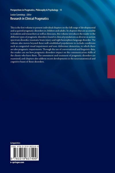 Produktbild: Research in Clinical Pragmatics