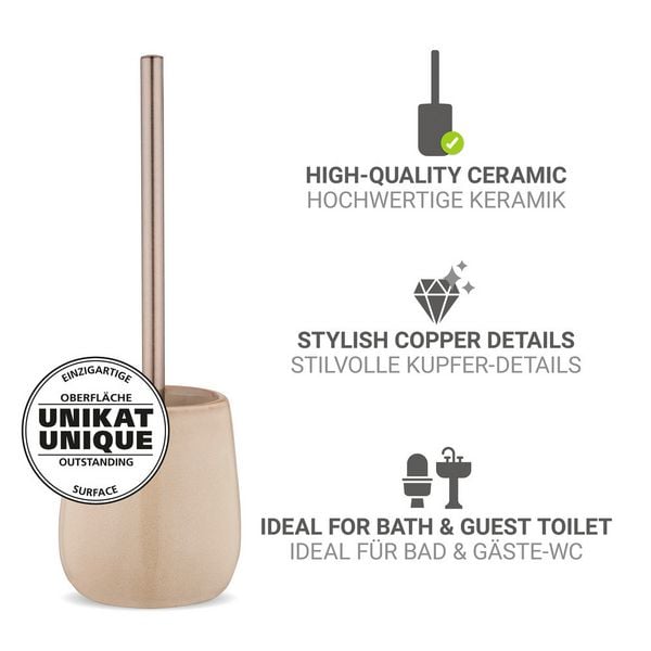 Produktbild: WC-Garnitur Mod. Sirmione, beige, keramik, edelstahl, 40x10.5 cm, mit schwarzem B&uuml;rstenkopf