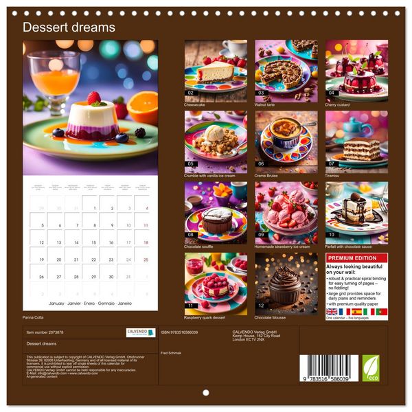Produktbild: Dessert dreams (Wall Calendar 2026 12 &times; 12 Inch) CALVENDO 12 Month Wall Calendar
