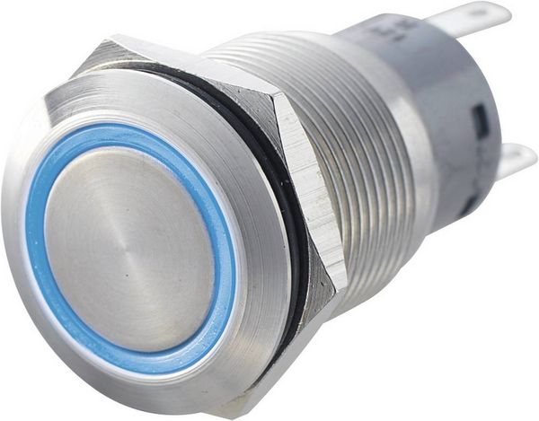 TRU COMPONENTS 701313 LAS1-AGQ-22E, BL Vandalismusgeschützter Drucktaster 250 V/AC 5 A 2 x Ein/(Ein) tastend Blau IP67 1 St.