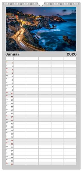 Produktbild: Familienplaner 2026 - Traumhafte Str&auml;nde mit 5 Spalten (Wandkalender, 21 x 45 cm) CALVENDO