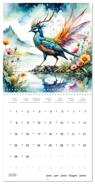 Produktbild: Cr&eacute;atures enchant&eacute;es (Calendrier mural carr&eacute; 2026 30x30 cm) Calendrier double avec une page pour vos prises de notes