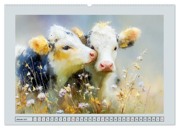 Produktbild: K&uuml;he und K&auml;lber. L&auml;ndliche Idylle (Wandkalender 2027 DIN A2 quer), CALVENDO Monatskalender