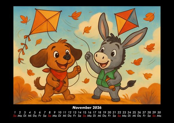 Produktbild: Wuff & Huf - Festliche Freundschaft 2026 Fotokalender DIN A3