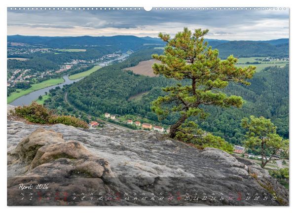 Produktbild: Landschaften der S&auml;chsischen Schweiz (hochwertiger Premium Wandkalender 2026 DIN A2 quer), Kunstdruck in Hochglanz