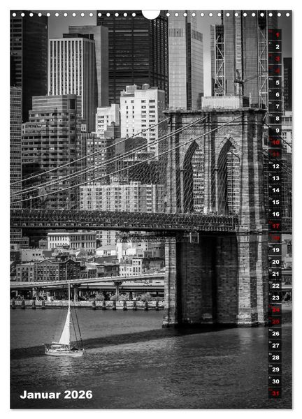 Produktbild: NEW YORK CITY Monochrome Stadtansichten (Wandkalender 2026 DIN A3 hoch), CALVENDO Monatskalender
