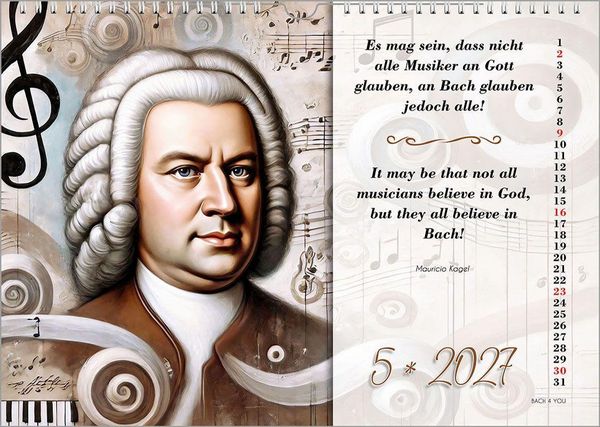 Produktbild: Johann-Sebastian-Bach-Zitate-Kalender, ein Musik-Kalender 2027, DIN A4