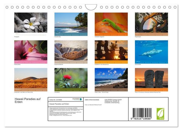 Produktbild: Hawaii Paradies auf Erden (Wandkalender 2026 DIN A4 quer), CALVENDO Monatskalender