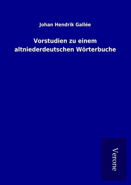 Produktbild: Vorstudien zu einem altniederdeutschen W&ouml;rterbuche
