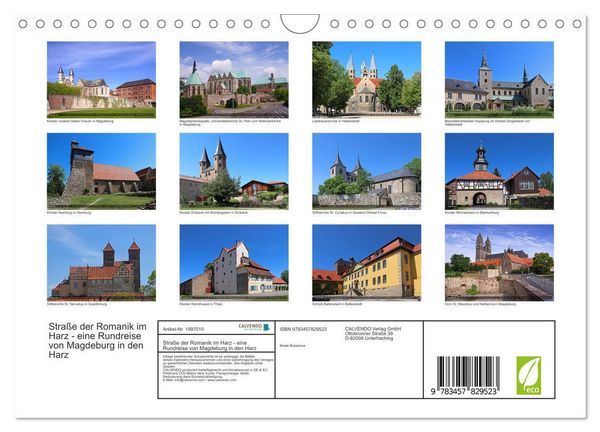 Produktbild: Stra&szlig;e der Romanik im Harz - eine Rundreise von Magdeburg in den Harz (Wandkalender 2026 DIN A4 quer), CALVENDO Monatskalender