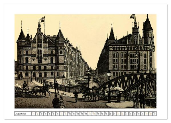 Produktbild: Hamburg: Die Hafenstadt auf historischen Stichen (Wandkalender 2026 DIN A2 quer), CALVENDO Monatskalender