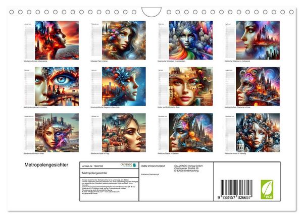 Produktbild: Metropolengesichter (Wandkalender 2026 DIN A4 quer), CALVENDO Monatskalender