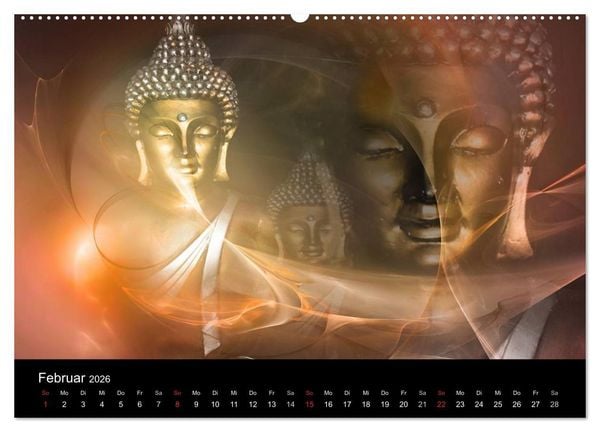 Produktbild: Buddha und Yin Yang (hochwertiger Premium Wandkalender 2026 DIN A2 quer), Kunstdruck in Hochglanz