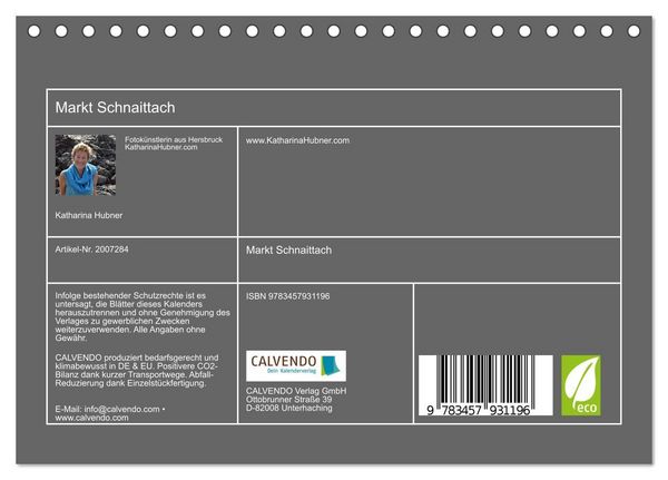 Produktbild: Markt Schnaittach (Tischkalender 2026 DIN A5 quer), CALVENDO Monatskalender