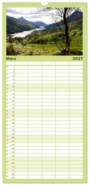Produktbild: Familienplaner 2027 - Western Highlands - Schottland mit 5 Spalten (Wandkalender, 21 x 45 cm) CALVENDO