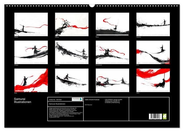 Produktbild: Samurai Illustrationen (Wandkalender 2026 DIN A2 quer), CALVENDO Monatskalender